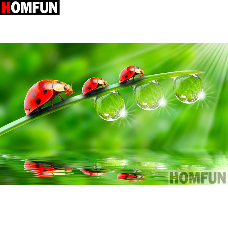 Embroidery Lady Bug - HOMFUN الفن 5D Diy بها بنفسك