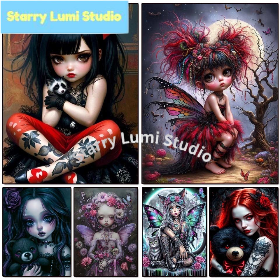 Embroidery Gothic - طقم رسم بالألماس ثلاثي الأبعاد (5D)