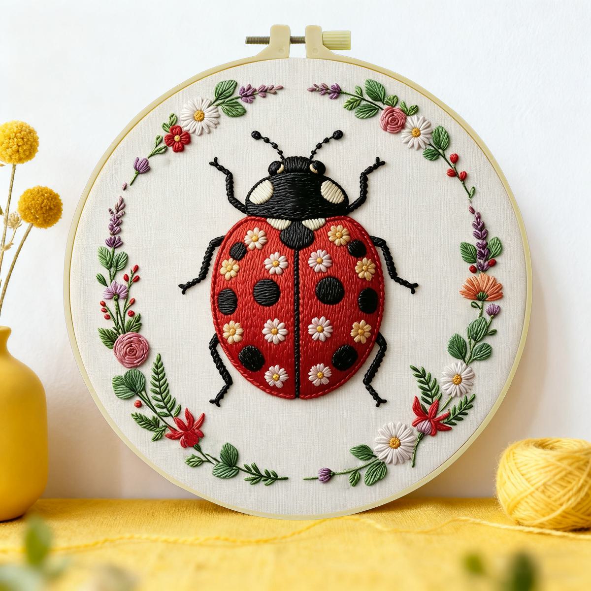 Embroidery Lady Bug - طقم تطريز على شكل دعسوقة 20×20
