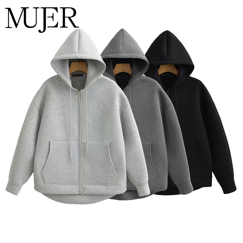 Embroidery Zip Up Hoodie - MUJER زمم هوديس المرأة الخريف مقنعين