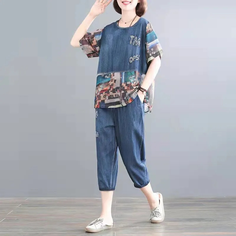 Embroidery Jeans - 5XL الصيف المرأة الجينز مجموعات الربيع