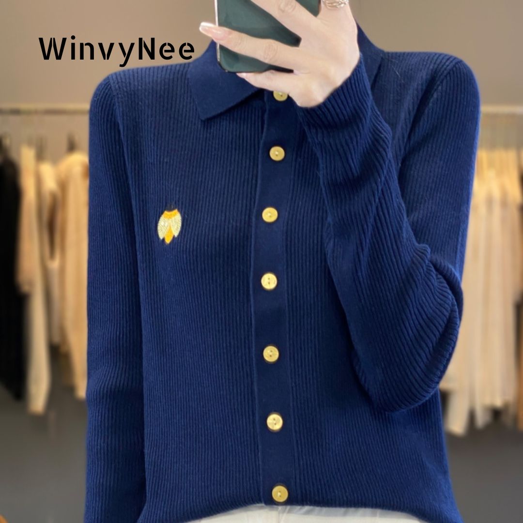 Embroidery Lady Bug - ملابس نسائية من WinvyNee، كارديجان بياقة