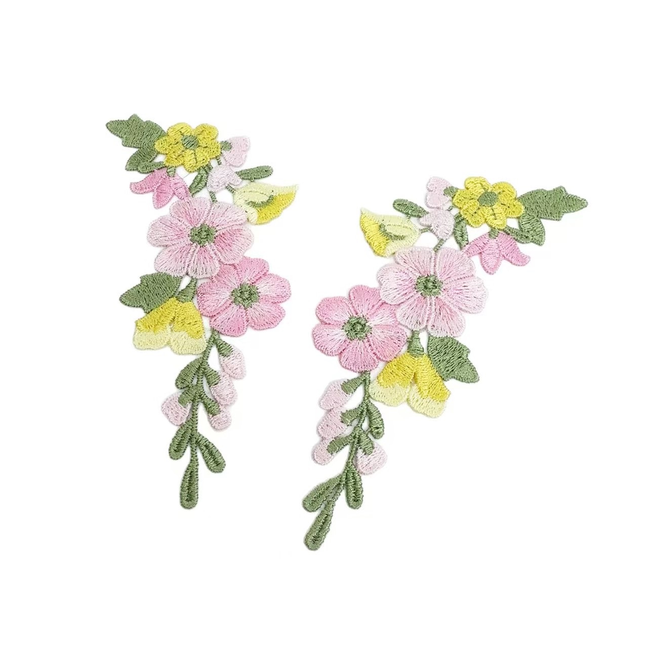 Embroidery Yellow Flower - 10 قطعة/الوحدة 5.5*13 سنتيمتر الوردي الأصفر