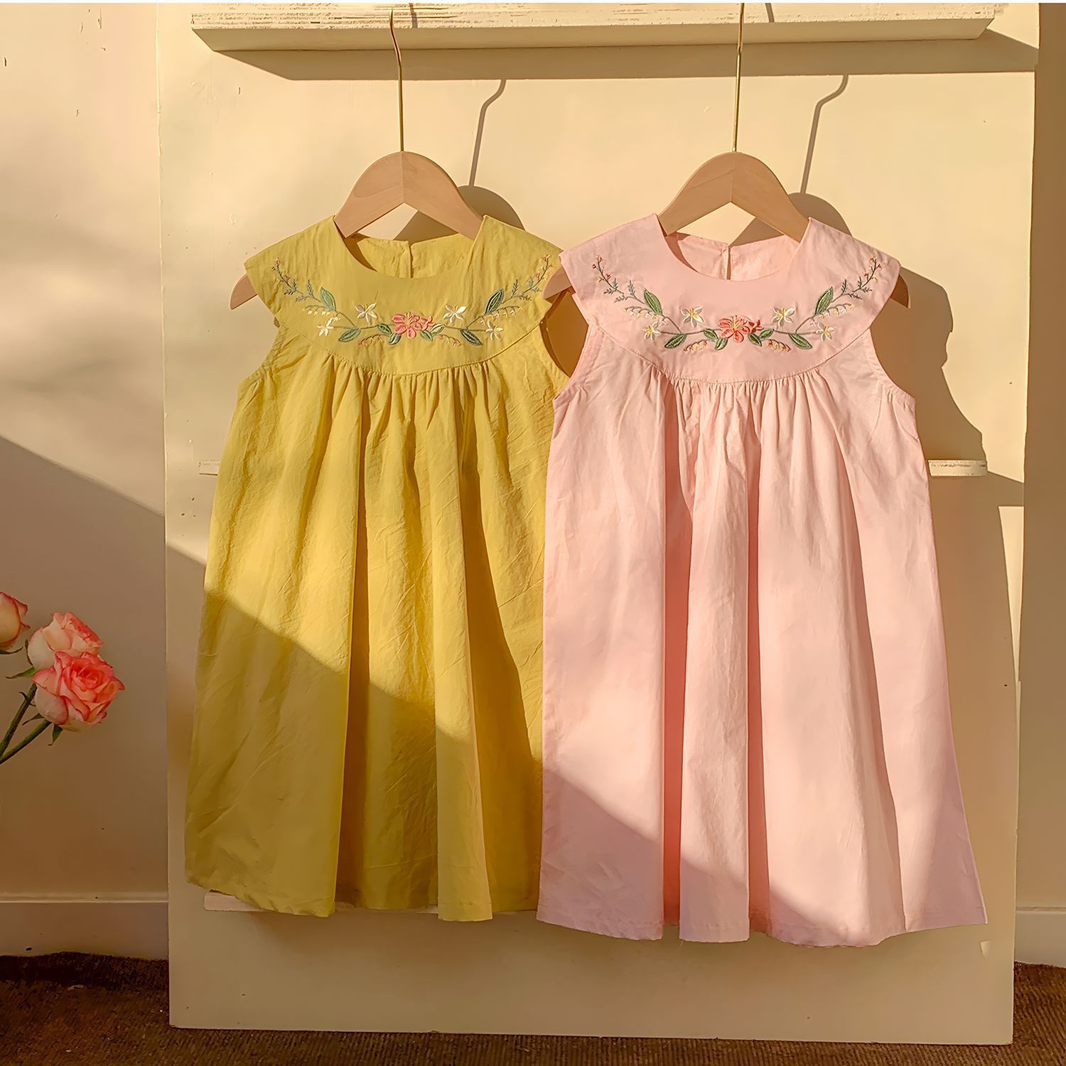 Embroidery Yellow Flower - فساتين صيفية جديدة للفتيات على الطراز