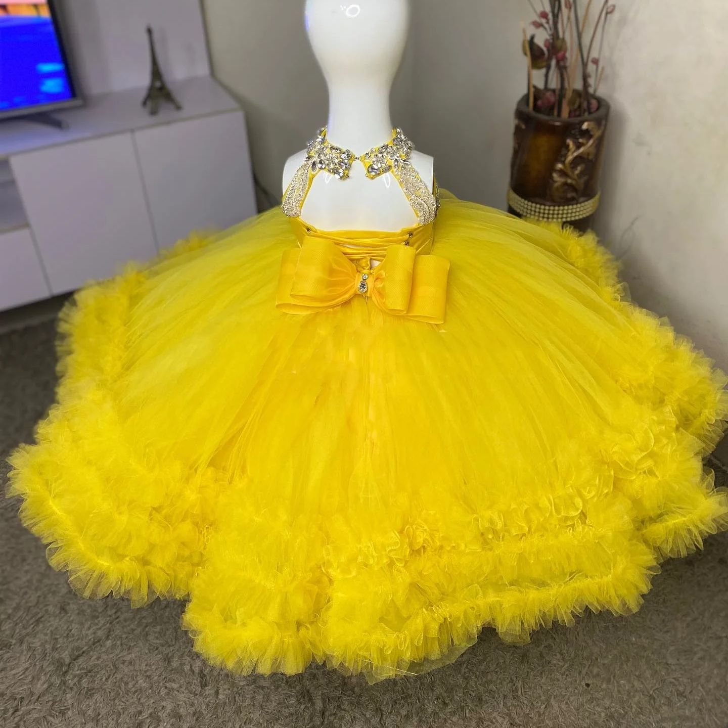 فستان فتاة الزهور الصفراء الرا - مراجعة Embroidery Yellow Flower وسعره