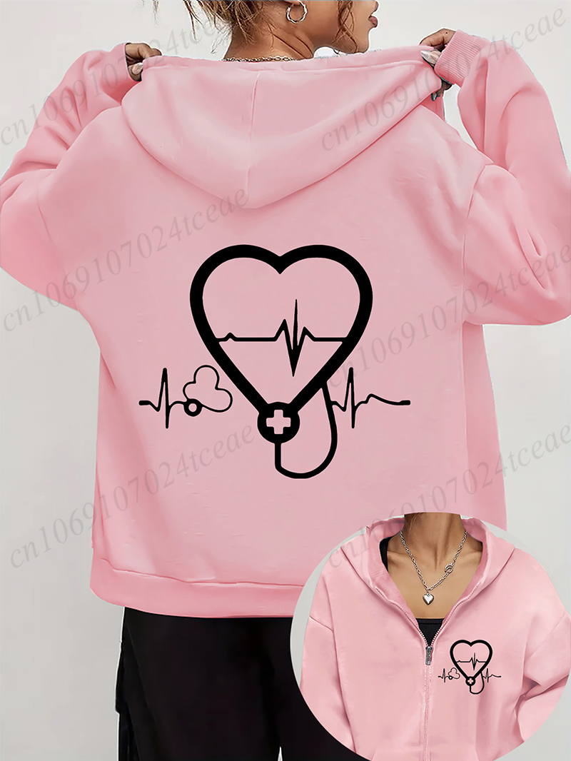 المرأة الخريف الشتاء هوديس الس - مراجعة Embroidery Zip Up Hoodie وسعره