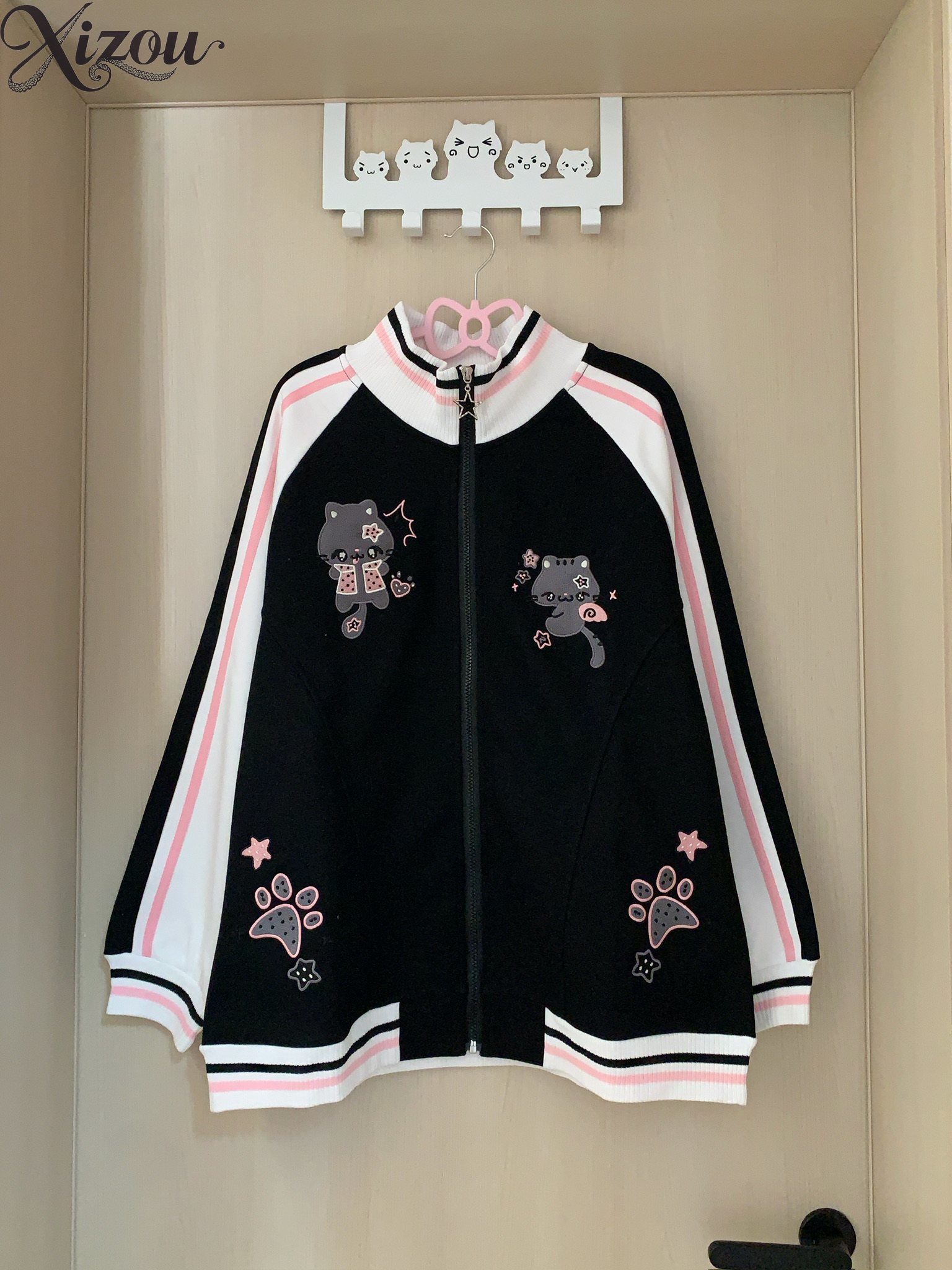 هودي بتصميم قطة لطيفة من هاراج - مراجعة Embroidery Zip Up Hoodie وسعره