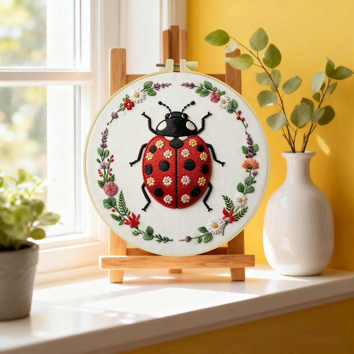 طقم تطريز على شكل دعسوقة 20×20 - مراجعة Embroidery Lady Bug وسعره