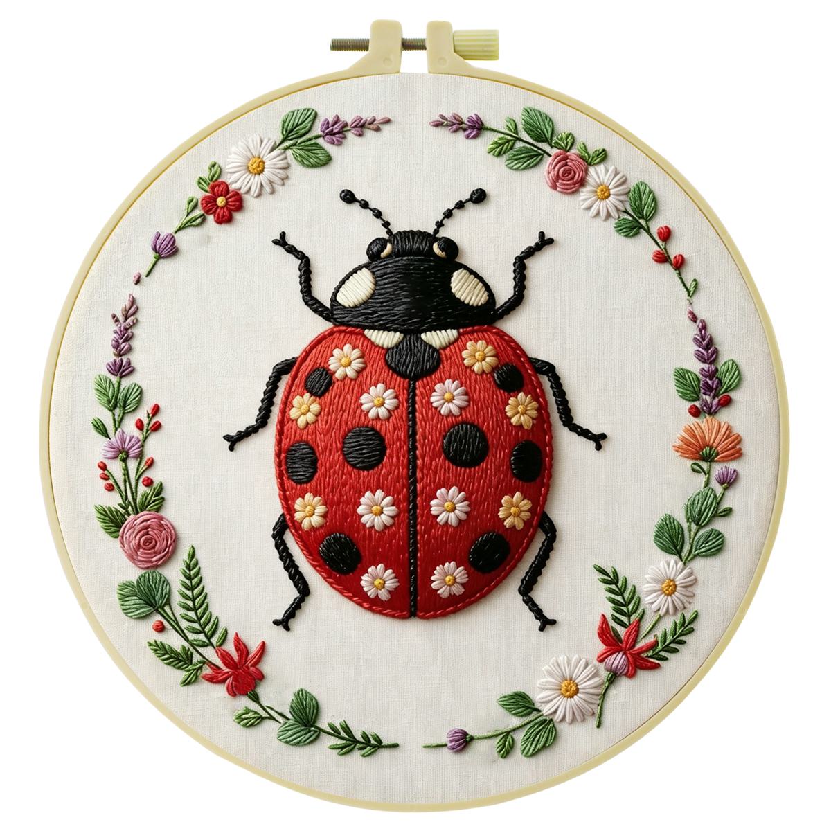 طقم تطريز على شكل دعسوقة 20×20 - مراجعة Embroidery Lady Bug وسعره
