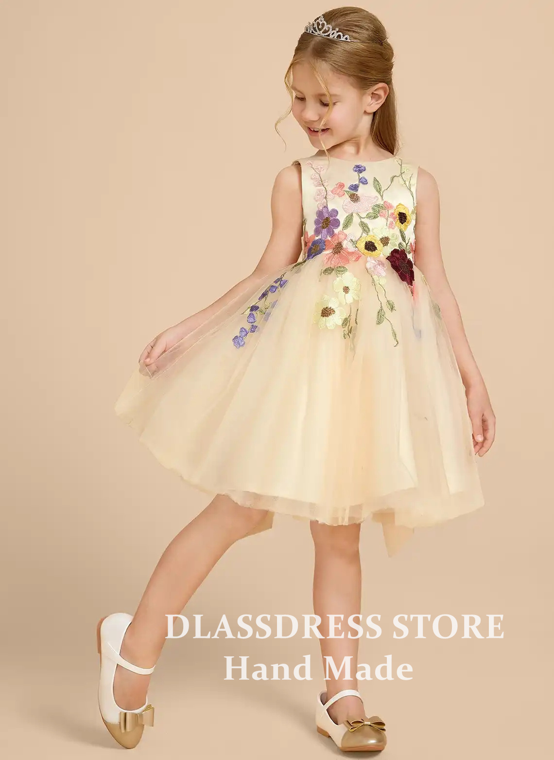 فساتين فتيات الزهور المصنوعة م - مراجعة Embroidery Yellow Flower وسعره